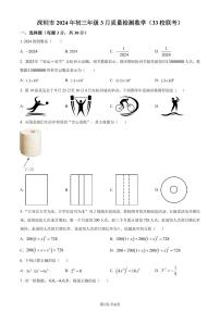 2024年广东省深圳市33校联考中考一模数学试题