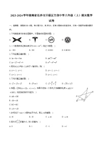 2023-2024学年湖南省长沙市开福区立信中学八年级（上）期末数学试卷(含详细答案解析)
