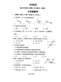 广东省广州市天河区广州天省实验学校2023-2024学年下学期七年级3月月考数学试题