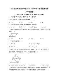 广东省中山市西湾外国语学校2023-2024学年八年级下学期月考数学试题（含解析）