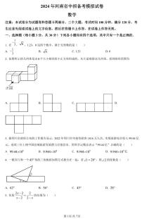 2024年河南省驻马店市九年级中考一模数学试题及答案