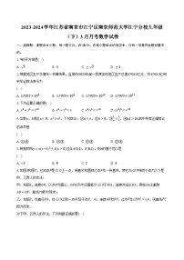 2023-2024学年江苏省南京市江宁区南京师范大学江宁分校九年级（下）3月月考数学试卷（含解析）