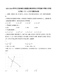 2023-2024学年江苏省南京市鼓楼区南京师范大学附属中学树人学校九年级（下）3月月考数学试卷（含解析）