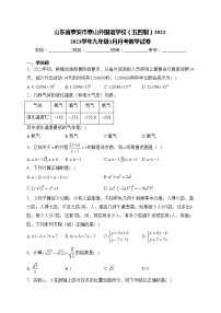 山东省泰安市泰山外国语学校（五四制）2022-2023学年九年级3月月考数学试卷(含答案)