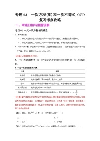 中考数学二轮复习核心专题复习攻略（讲+练）专题03 一次方程（组）和一次不等式（组）（2份打包，原卷版+解析版）