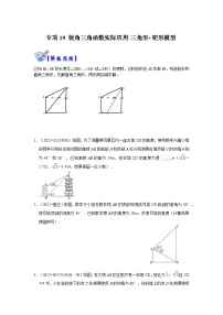 北师大版九年级数学全册高分突破必练专题专项19锐角三角函数实际应用-三角形+矩形模型(原卷版+解析)