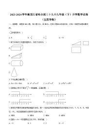 2023-2024学年黑龙江省哈尔滨三十九中九年级（下）开学数学试卷（五四学制）（含解析）