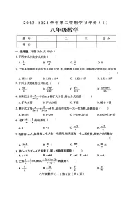 河南省周口市郸城县2023—2024学年八年级下学期4月月考数学试题（含答案）