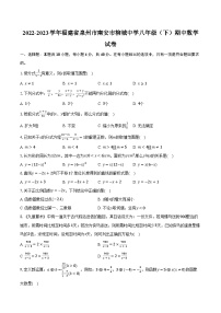 2022-2023学年福建省泉州市南安市柳城中学八年级（下）期中数学试卷（含解析）