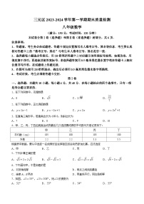 福建省三明市三元区2023-2024学年八年级上学期期末质量检测数学试卷(含答案)