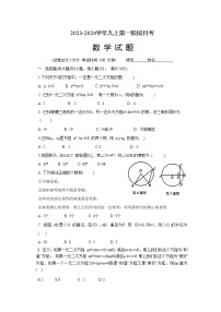 江苏省连云港市赣榆区乡镇五校联考2024届九年级上学期第一次月考数学试卷(含答案)