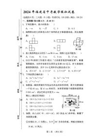 2024年福建省泉州市惠安县部分学校+九年级+一模考试数学试题