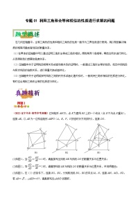 中考数学二轮复习压轴题培优专练专题01 利用三角形全等和相似的性质进行求解的问题（2份打包，原卷版+解析版）