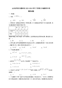 山东省枣庄市滕州市2023-2024学年下学期九年级数学中考模拟试题（附答案）