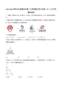 2023-2024学年江苏省泰州市第二中学附属中学九年级（下）3月月考数学试卷（含解析）