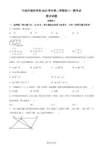 2024年浙江省宁波外国语学校九年级中考一模数学模拟试题（2份打包，原卷版+解析版）