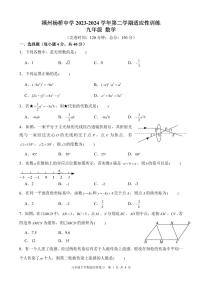 福建省福州市杨桥中学2023-2024年九年级4月月考数学试卷