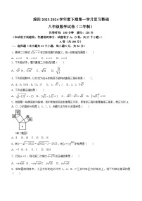 四川省绵阳市绵阳育才学校2023-2024学年八年级下学期3月月考数学试题(无答案)