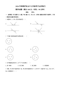 四川省泸州市泸县第五中学2023-2024学年七年级下学期4月月考数学试题（原卷版+解析版）