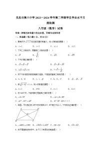 宁夏回族自治区吴忠市第六中学2024年八年级下册学生学业水平月度检测数学试题（含解析）