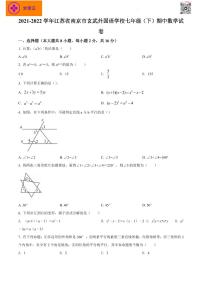 江苏省南京玄武外国语学校2021-2022学年七年级下学期期中数学试题