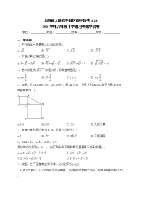 山西省大同市平城区两校联考2023-2024学年八年级下学期月考数学试卷(含答案)