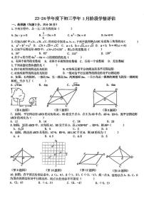 2024年哈尔滨市松雷中学八年级下学期3月月考数学试卷和答案