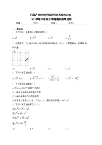 内蒙古自治区呼和浩特市赛罕区2022-2023学年八年级下学期期中数学试卷(含答案)