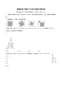 湘教版初中数学八年级下册期中测试卷（较易）（含详细答案解析）