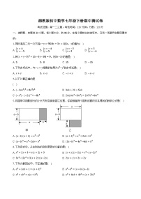 湘教版初中数学七年级下册期中测试卷（较易）（含详细答案解析）