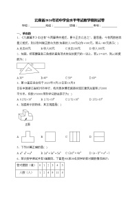 云南省2024年初中学业水平考试数学模拟试卷(含答案)