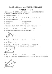 广东省江门市鹤山市昆仑学校2023-2024学年八年级下学期月考数学试题(无答案)