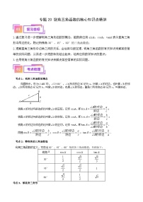 中考数学一轮复习考点过关练习专题20 锐角三角函数的核心知识点精讲（讲义）（2份打包，原卷版+含解析）