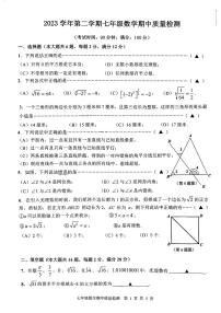 上海市浦东新区2023—2024学年七年级下学期期中考试数学试题