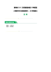 中考数学二轮复习 重难点13 几何最值问题2种题型（将军饮马与蚂蚁爬行,16种模型）（2份打包，原卷版+解析版）