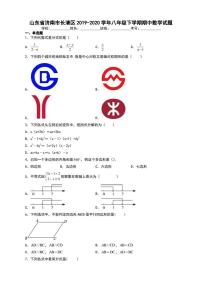 山东省济南市长清区2019-2020学年八年级下学期期中数学试题【含答案】