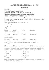 浙江J12共同体联盟2024年下学期七年级数学期中试题+答案