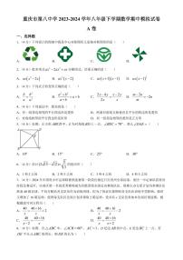 重庆八中2024年八年级下学期期中数学试题+答案