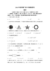 2024年广西壮族自治区防城港市中考一模数学模拟试题（原卷+解析版）