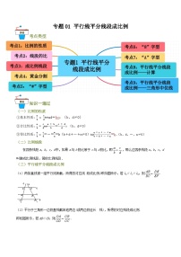 专题01 平行线平分线段成比例（知识串讲+9大考点）-九年级数学上册重难考点一遍过（北师大版）