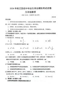 2024上海市松江区初三二模数学试卷附答案和评分标准