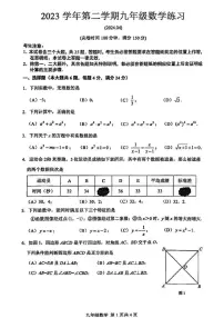 2024上海市奉贤区初三二模数学试卷附答案和评分标准