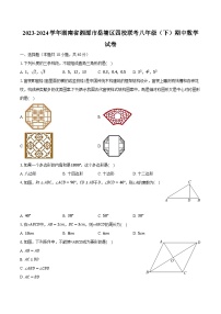 +湖南省湘潭市岳塘区四校联考2023-2024学年八年级下学期期中+数学试卷+