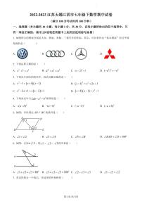 2022-2023江苏无锡江阴市七年级下数学期中试卷（含答案解析）