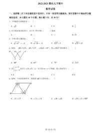 【全套精品专题】初中复习专题精讲湖南省长沙市2022-2023雅礼七下期中数学试卷（带答案）