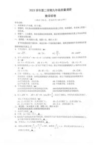 2024上海市嘉定区初三二模数学试卷附答案和评分标准