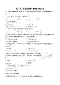 2024年上海市青浦区中考数学二模试卷+