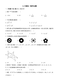 山东省泰安市宁阳县第三中学（五四制）2023-2024学年九年级中考一模数学试题（原卷版+解析版）