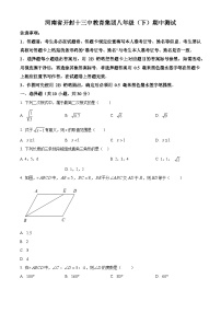 河南省开封十三中教育集团2021-2022学年八年级（下）期中测试数学试卷含答案(华师大版含答案)