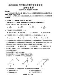 2024年上海市崇明区九年级下学期中考二模数学试卷